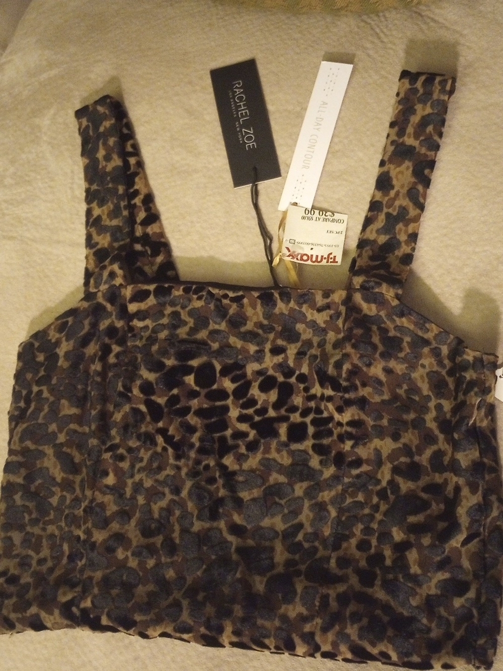 Rachel Zoe Leopard-Print Velvet Crop Top in Brown and Black NWT!